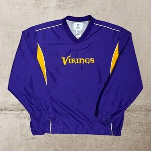 Minnesota Vikings Windbreaker Jacket Mens Large Purple NFL Team Apparel Pullover